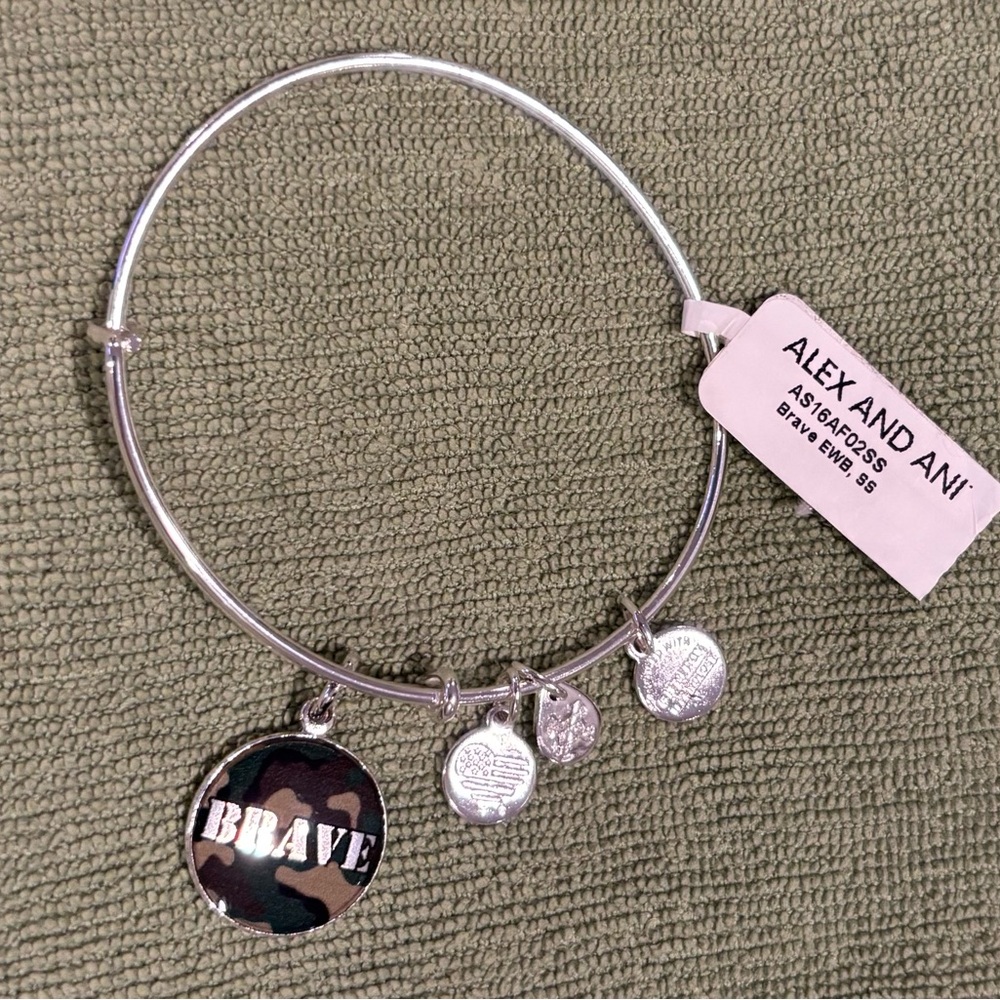 Alex and Ani Silver “Brave” Charm Bracelet